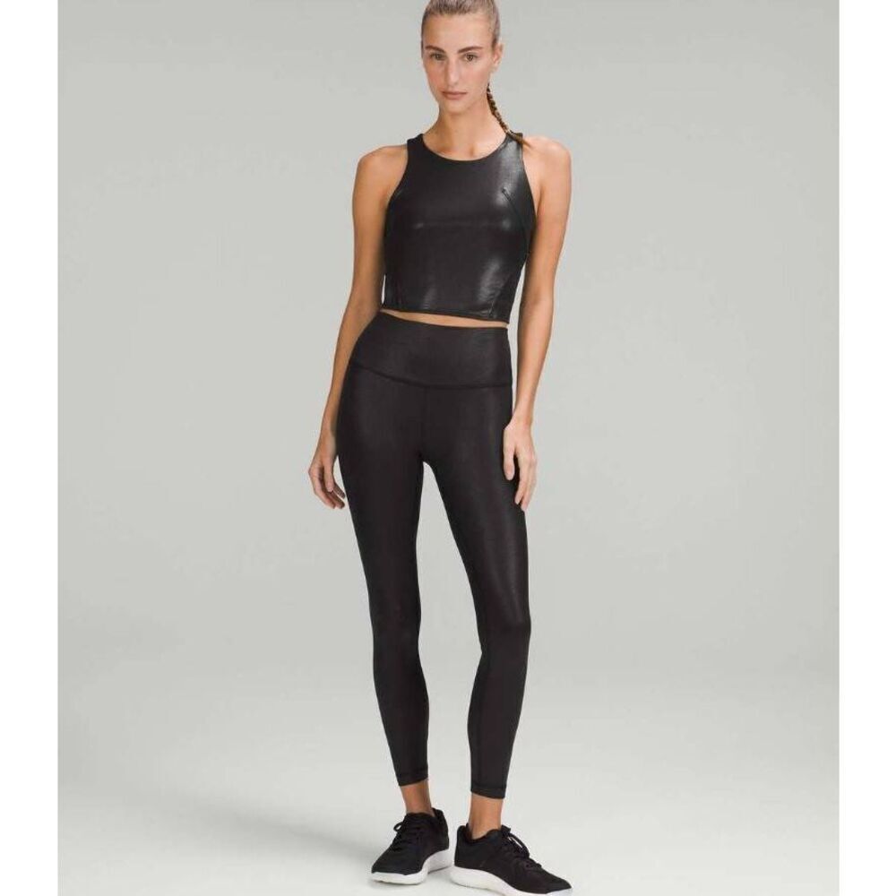 Lululemon Wunder Train High Rise Tight Black‎ Foil Size 6